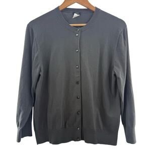 J. Crew Classic Cotton Blend Crewneck Button Front Cardigan Sweater Size XL
